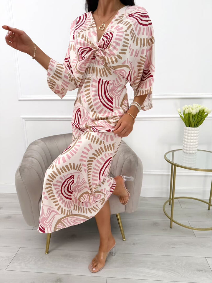 Dafne™ | Abito Beige con Motivo Cipria