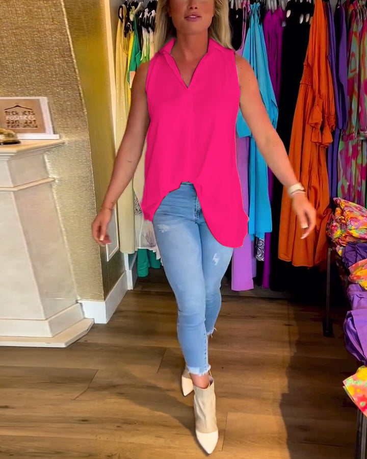 Aria™ | Top Lungo Senza Maniche con Volant Eleganti