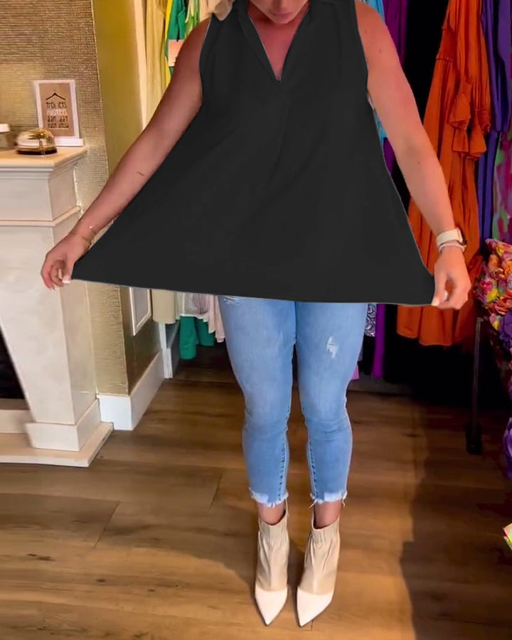 Aria™ | Top Lungo Senza Maniche con Volant Eleganti