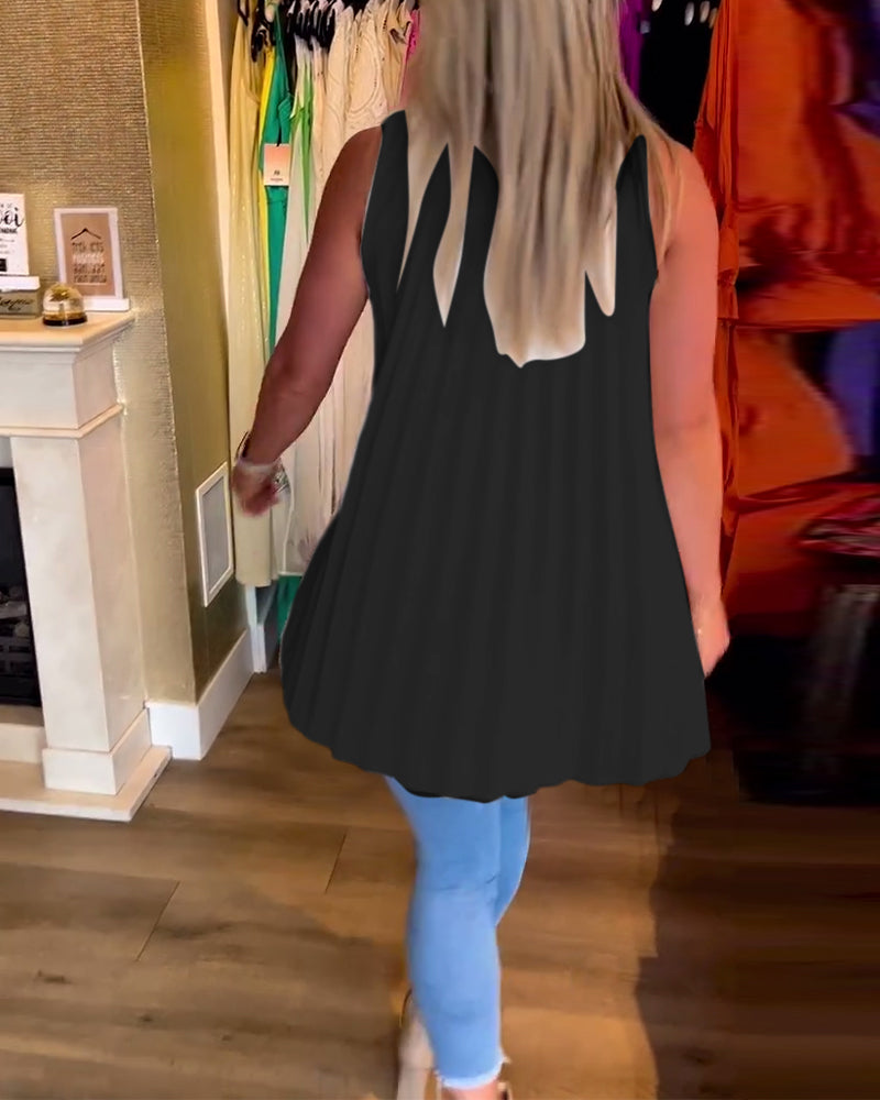 Aria™ | Top Lungo Senza Maniche con Volant Eleganti