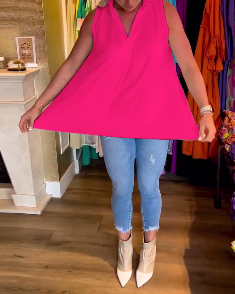 Aria™ | Top Lungo Senza Maniche con Volant Eleganti