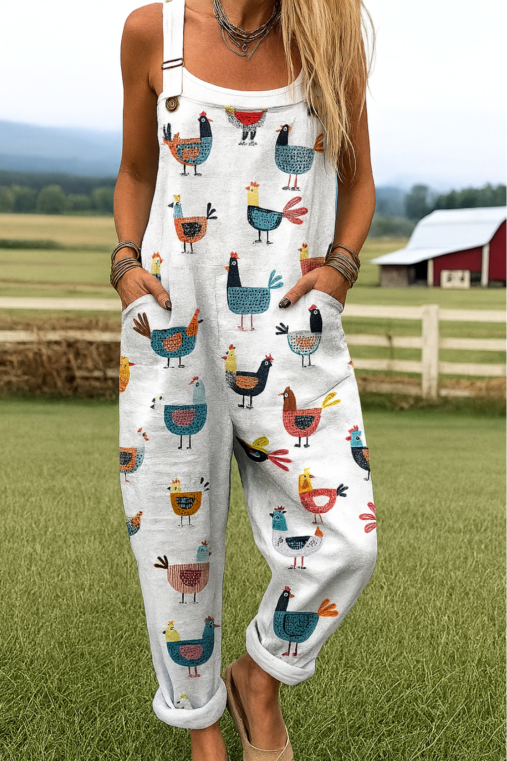 Anita ™ | Salopette Artistica con Motivo Floreale Vintage