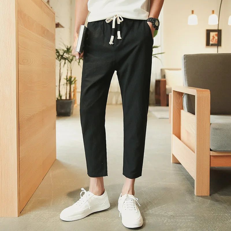 Pantaloni Uomo in Lino Oversize a Gamba Larga