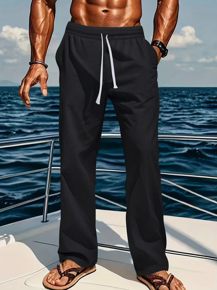 Pantaloni Uomo Casual Lino e Cotone Straight Fit
