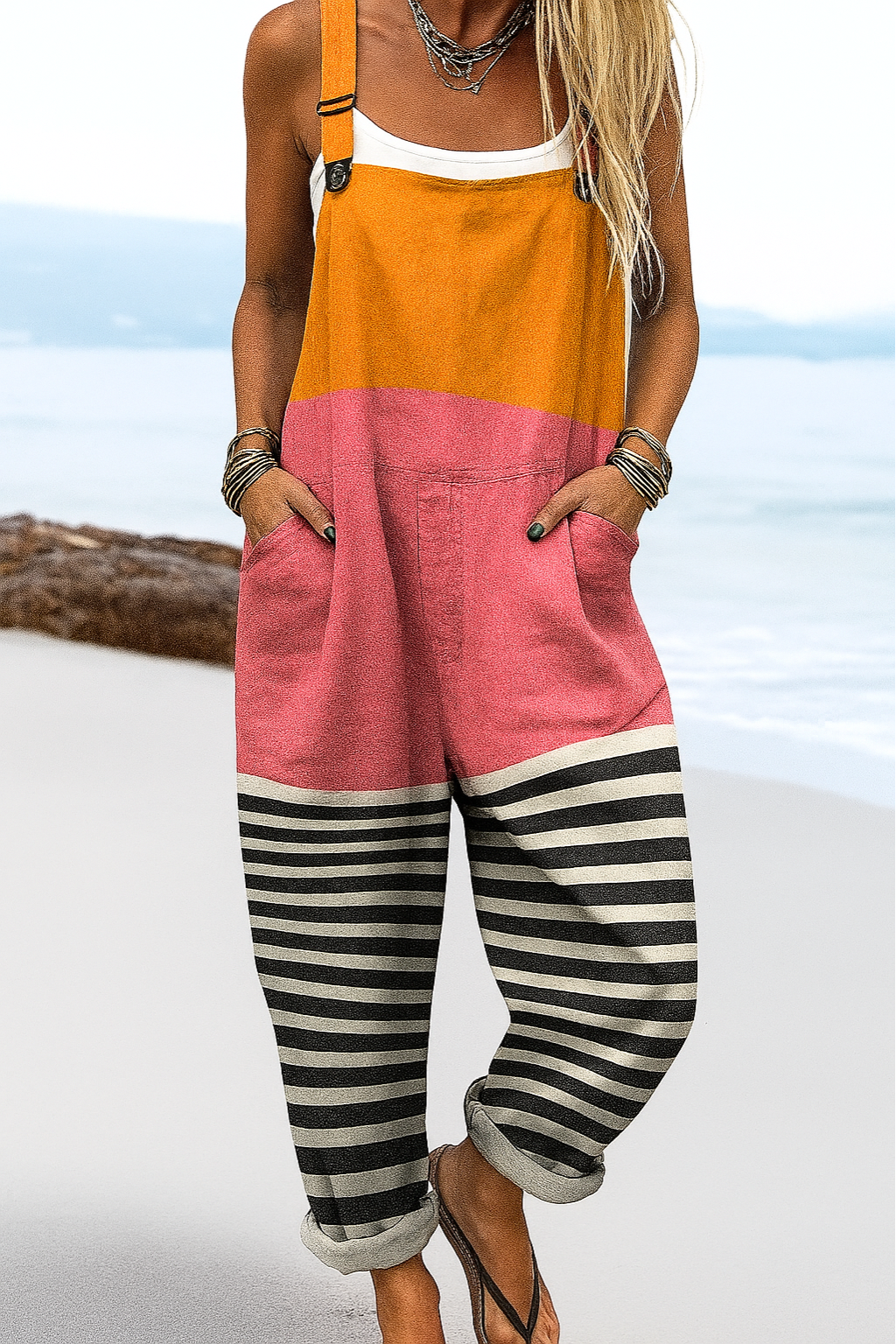 Quinn ™ | Salopette Artistica con Motivo Floreale Vintage