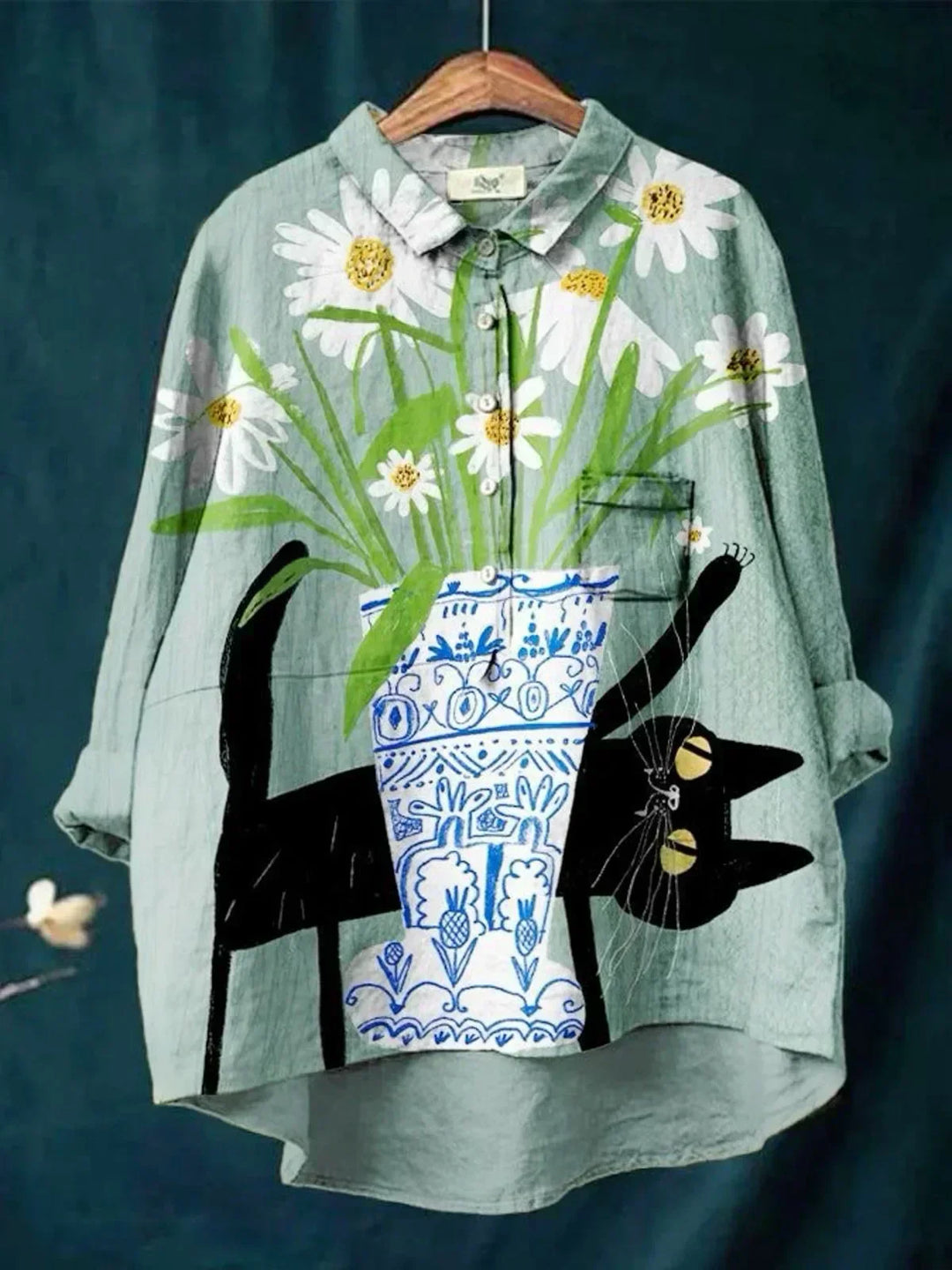 Sofia ® | Blusa con Stampa Gatto e Fiori