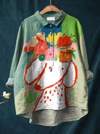 Sofia ® | Blusa con Stampa Floreale e Cane