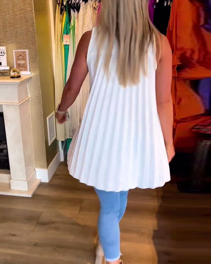 Aria™ | Top Lungo Senza Maniche con Volant Eleganti