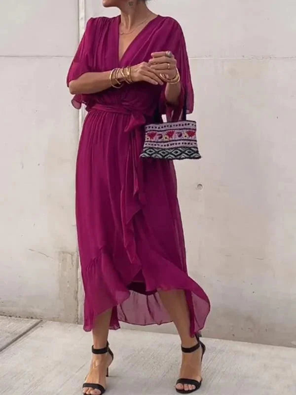 Monica Silk V-Neck Dress
