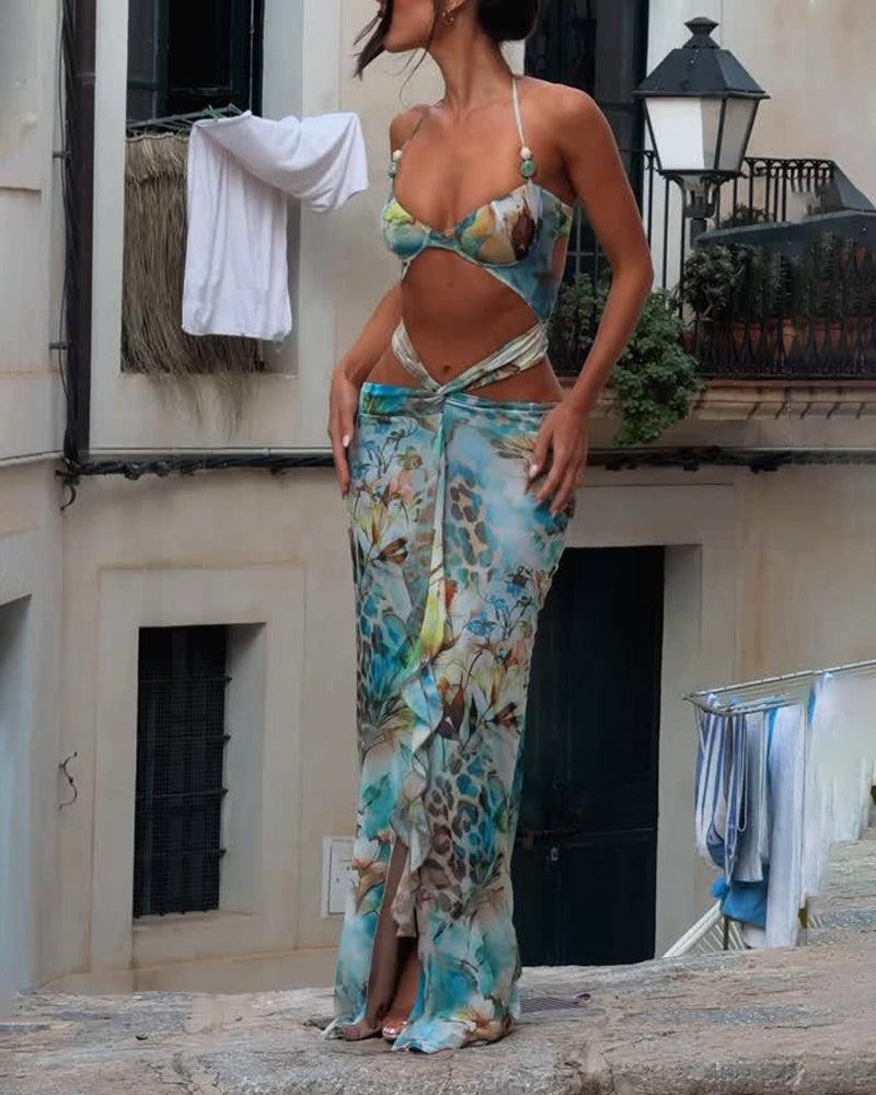 Sofia | Abito Ruffle con Stampa Estiva