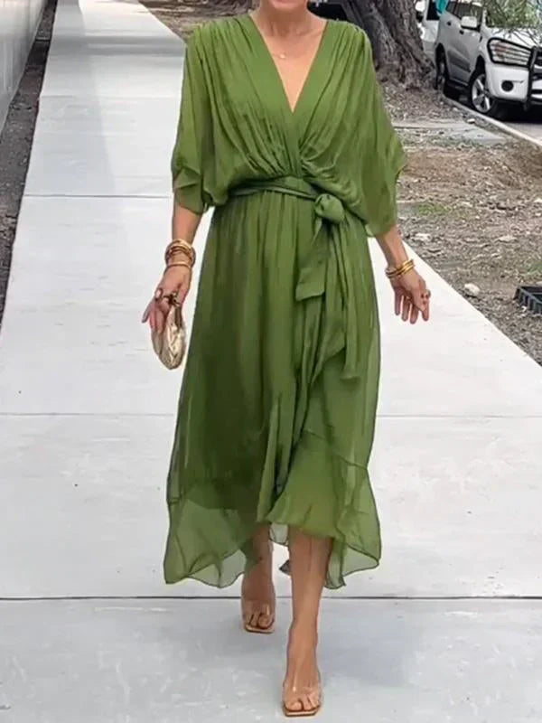 Monica Silk V-Neck Dress