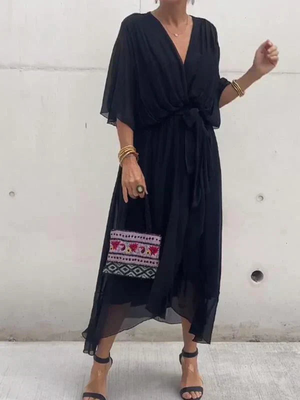Monica Silk V-Neck Dress