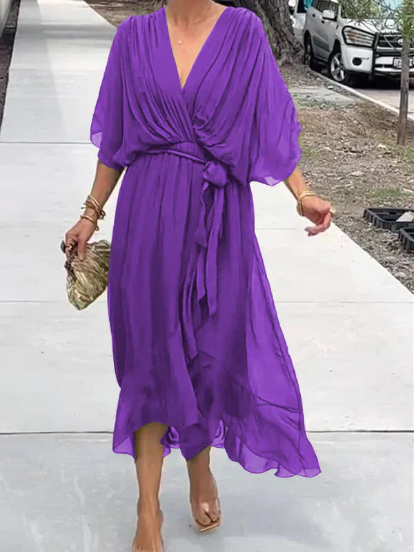 Monica Silk V-Neck Dress