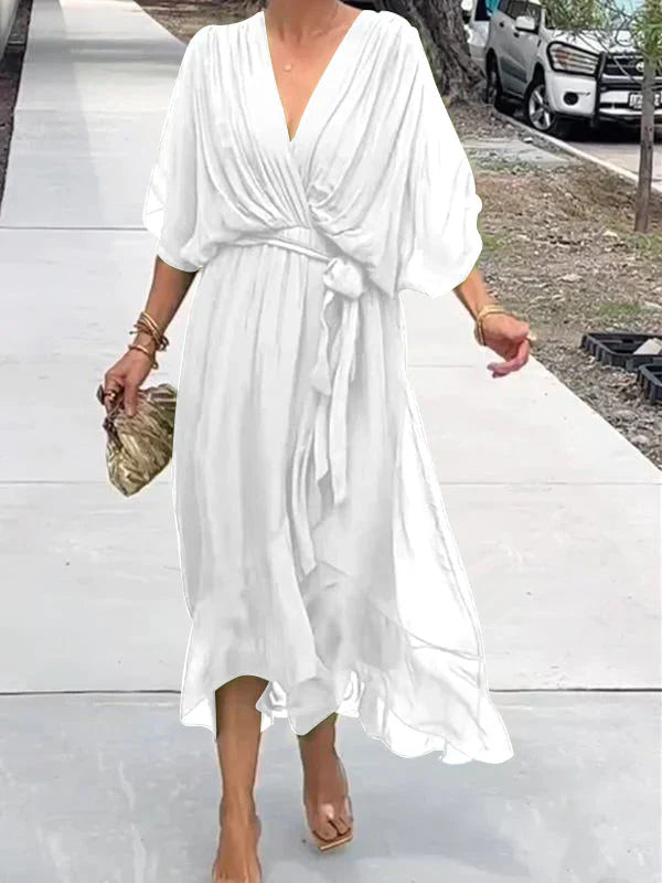 Monica Silk V-Neck Dress