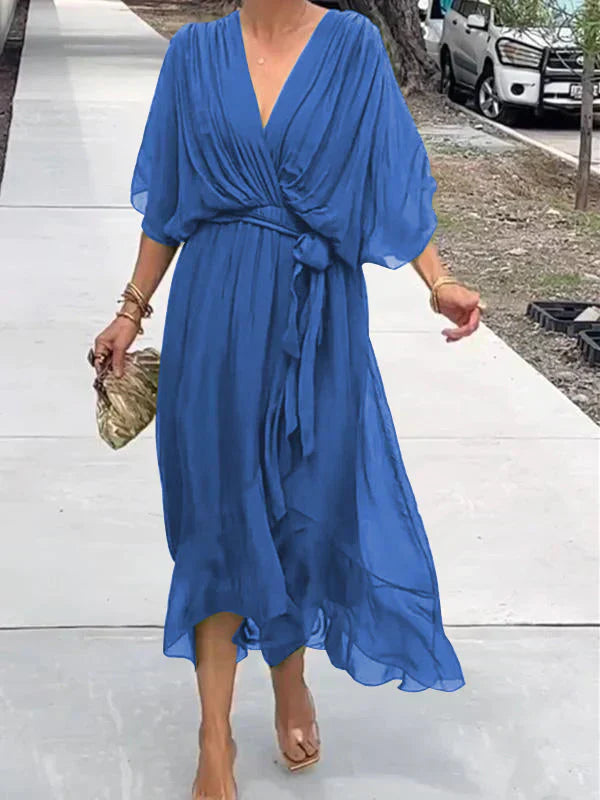 Monica Silk V-Neck Dress