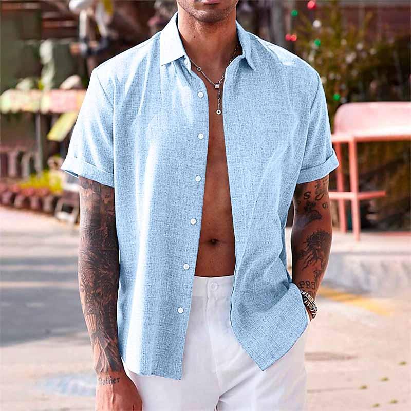 LinoEase™ | Camicia Estiva in Cotone e Lino a Maniche Corte