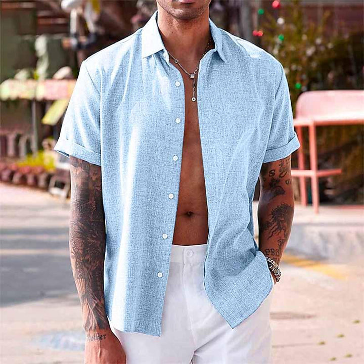 LinoEase™ | Camicia Estiva in Cotone e Lino a Maniche Corte