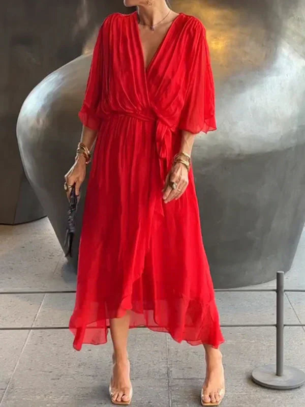 Monica Silk V-Neck Dress