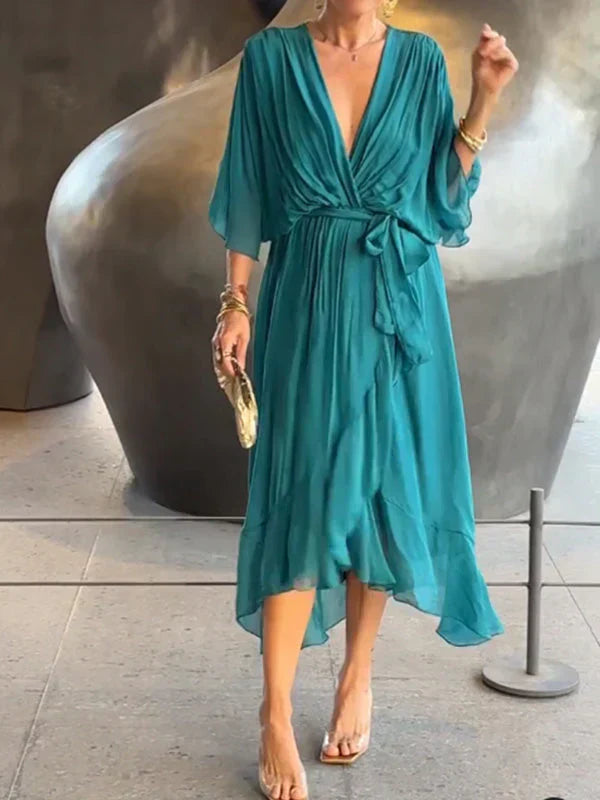 Monica Silk V-Neck Dress