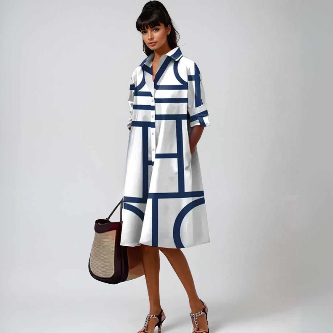 Selene™ | Abito Midi con Motivo Geometrico