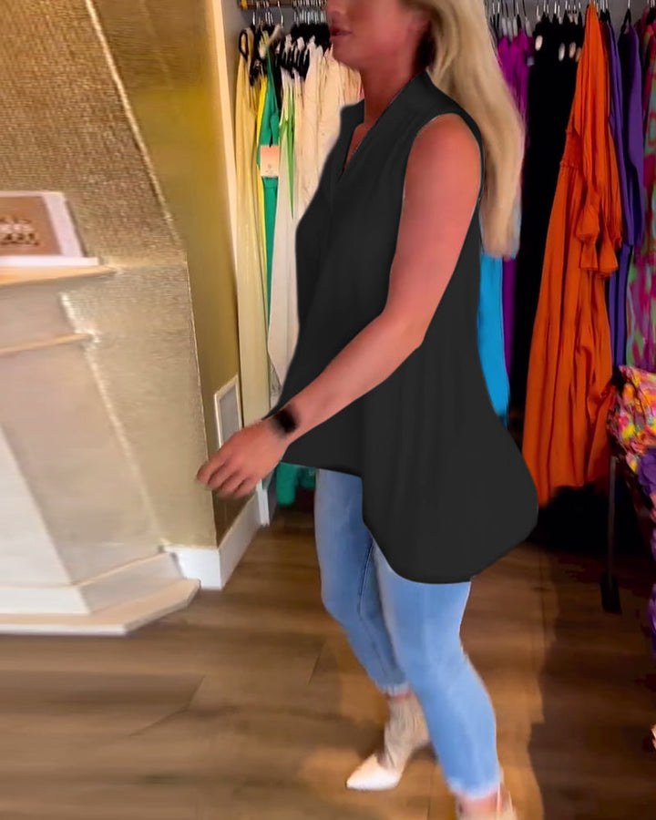 Aria™ | Top Lungo Senza Maniche con Volant Eleganti