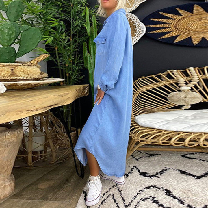 Sofia™ | Maxi Abito in Denim a Maniche Lunghe