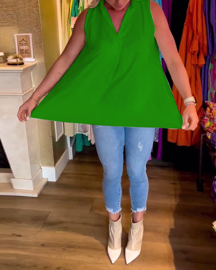 Aria™ | Top Lungo Senza Maniche con Volant Eleganti