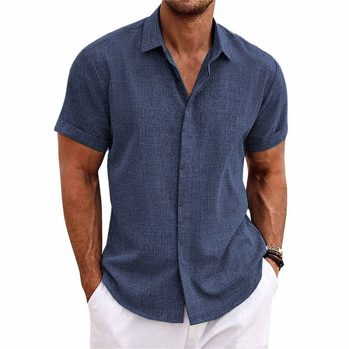 LinoEase™ | Camicia Estiva in Cotone e Lino a Maniche Corte