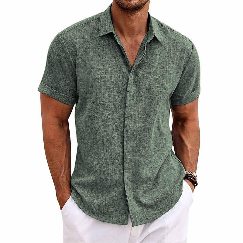 LinoEase™ | Camicia Estiva in Cotone e Lino a Maniche Corte