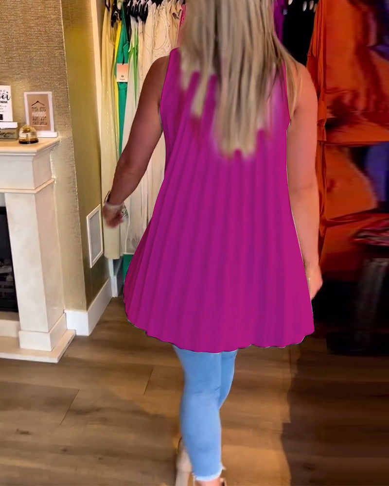 Aria™ | Top Lungo Senza Maniche con Volant Eleganti