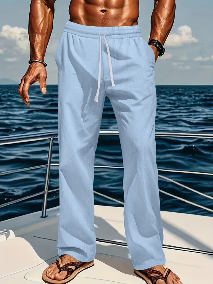 Pantaloni Uomo Casual Lino e Cotone Straight Fit