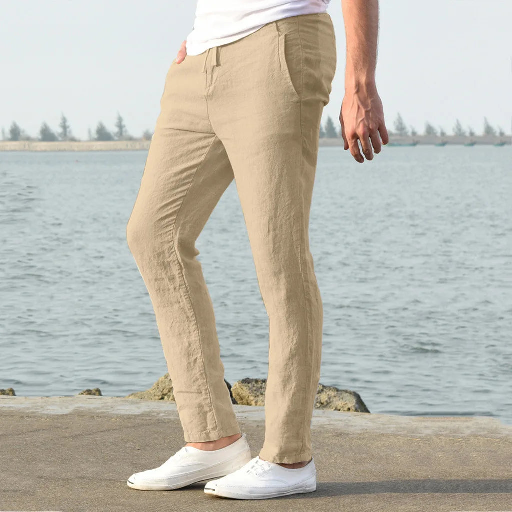 Pantaloni Uomo in Lino e Cotone con Coulisse