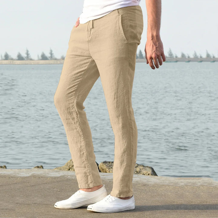 Pantaloni Uomo in Lino e Cotone con Coulisse