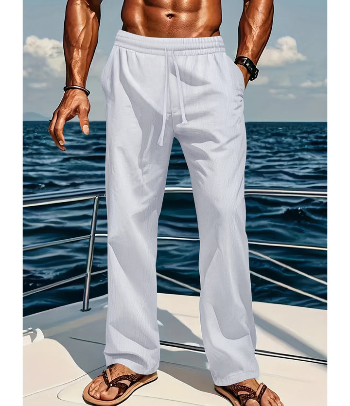 Pantaloni Uomo Casual Lino e Cotone Straight Fit