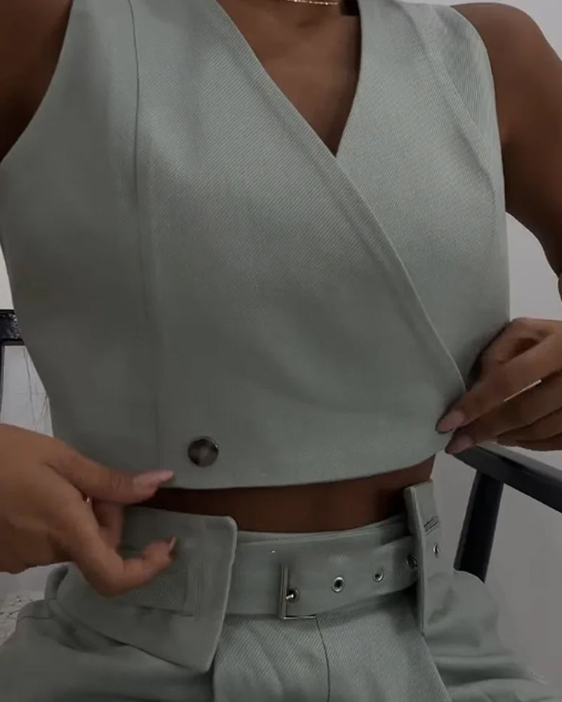 Set Elegante | Top e Pantaloni V-Neck