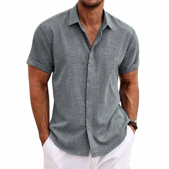 LinoEase™ | Camicia Estiva in Cotone e Lino a Maniche Corte