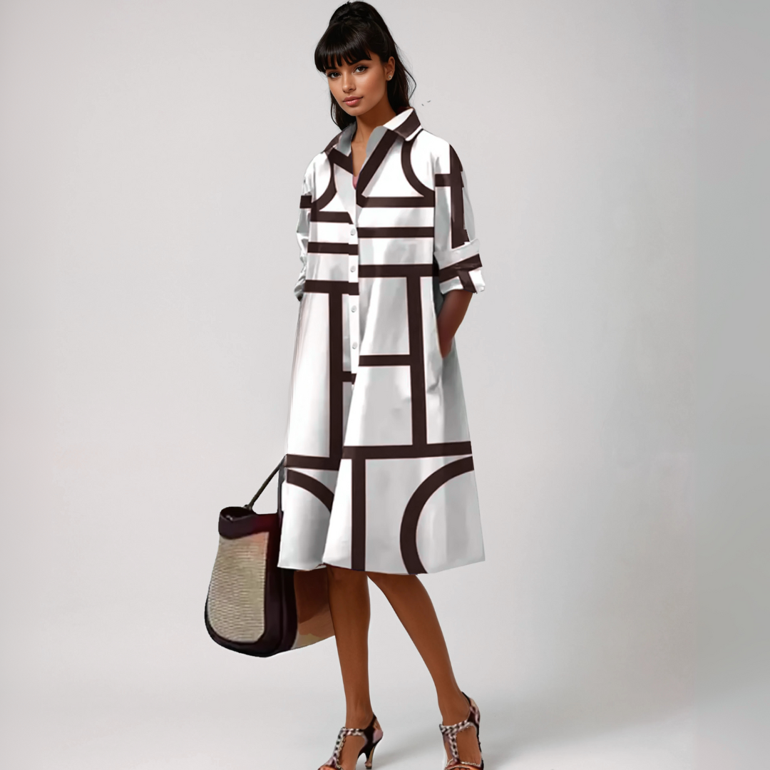 Selene™ | Abito Midi con Motivo Geometrico