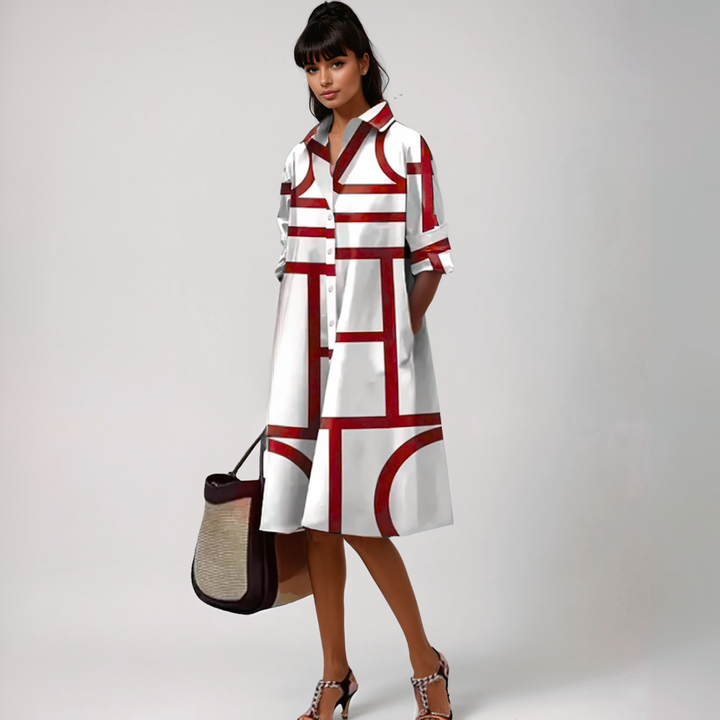 Selene™ | Abito Midi con Motivo Geometrico